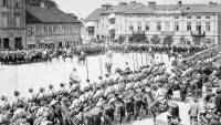 Zdjęcie z 1863 roku (?) przedstawiające garnizon carskiego wojska w Warszawie