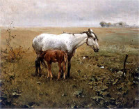 ALFRED WIERUSZ-KOWALSKI, "Klacz ze źrebięciem", rok 1900