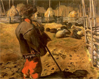Kazimierz Sichulski, "Pasterz huculski z owcami", rok 1906