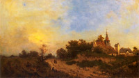 Zygmund Sidorowicz, "Pejzaż z kościołem", rok 1878