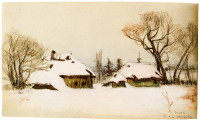 Jan Stanisławski, "Chaty w śniegu", rok 1890