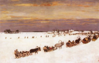 Julian Fałat, "Powrót w polowania", rok 1890