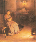 Aleksander Gierymski, "Czuwanie - staruszka czuwająca przy zwłokach", rok 1890