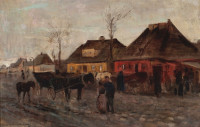 Maksymilian Gierymski, "Wiosna w małym miasteczku", rok 1872. Niekiedy określany jako "Zima w małym miasteczku"