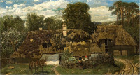 Ludomir Benedyktowicz, "Zagroda podkrakowska z kwitnącym drzewem", rok 1879