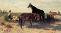 Józef Brandt, "Na pastwisku", rok 1869