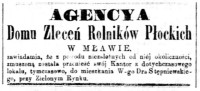 1863 rok - ogłoszenie "Gazety Warszawskiej" o przeniesieniu agencji