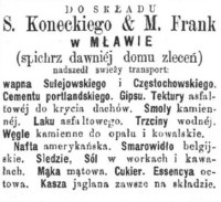 1880 rok - ogłoszenie "Korespondenta Płockiego"